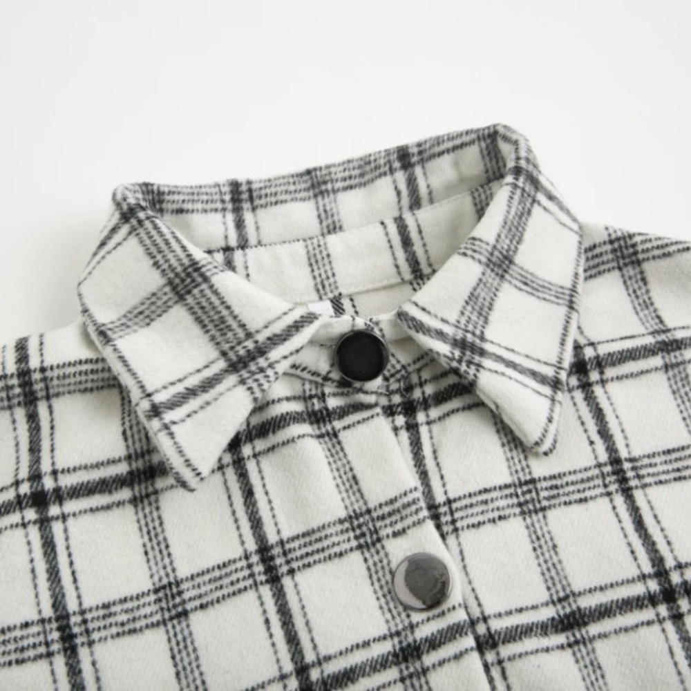 BLACK PLAID Black Plaid Flannel Oversized Shacket Shirt Jacket - Picture 5 of 7